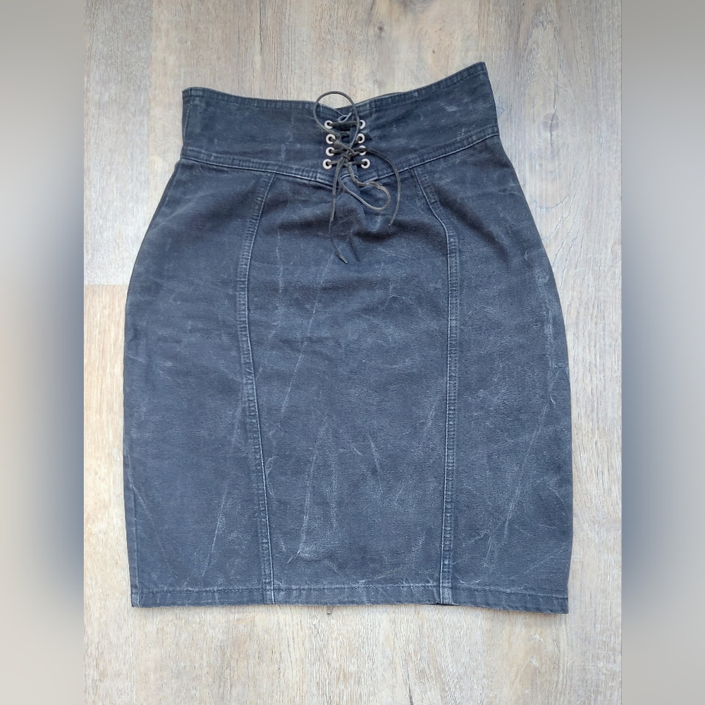 90s denim acid wash corset skirt